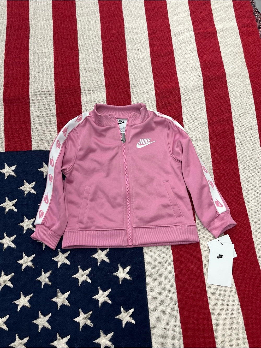 Nike Kids Pink Track Jacket with White Logo Girls Size 24 Months NWT